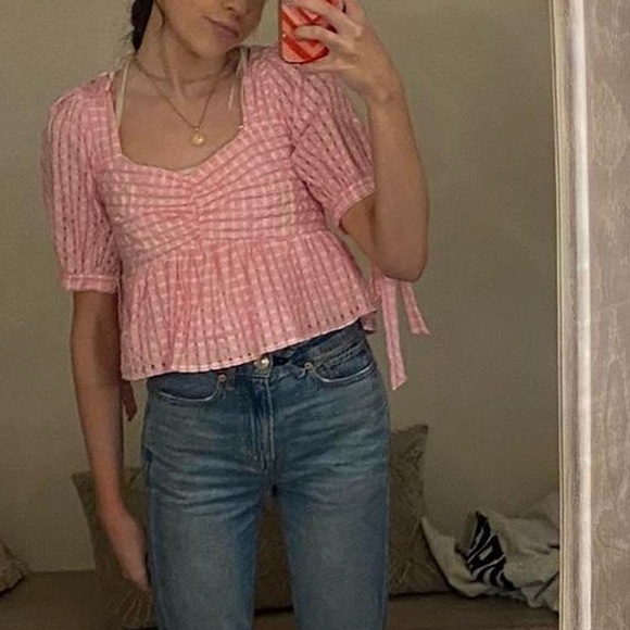 Altar’d State pink puff sleeve blouse - Picture 1 of 9